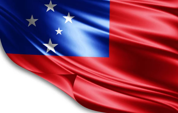 Samoa Vlajka Hedvábí Kopií Prostor Pro Text Nebo Obrázky Bílé — Stock fotografie