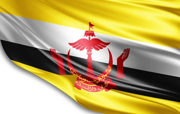 Brunei Bayrağı Ile Kopya Alanı Metin Çizim Için — Stok fotoğraf