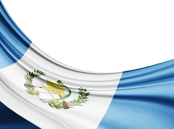 Guatemala Flag Silk Copy Space Your Text Images White Background — Stock Photo, Image