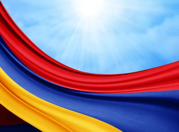 Armenien Flag Silke Med Kopi Plads Til Din Tekst Eller - Stock-foto