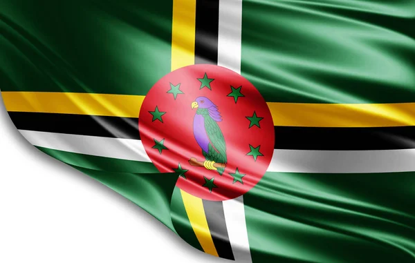 テキスト イラストのコピー スペースを持つドミニカ国の国旗 — ストック写真