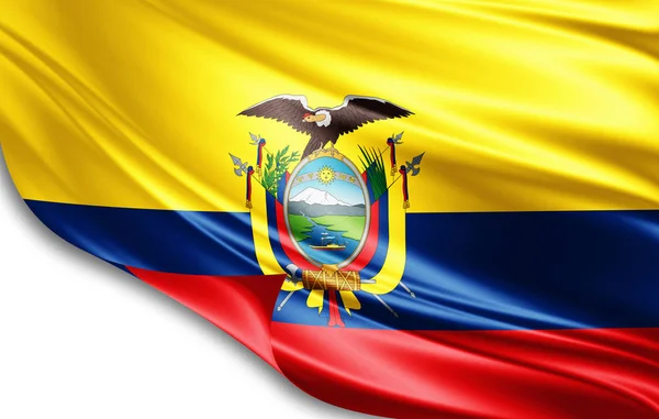 Ecuador Bandiera Seta Con Spazio Copiare Testo Immagini Sfondo Bianco — Foto Stock
