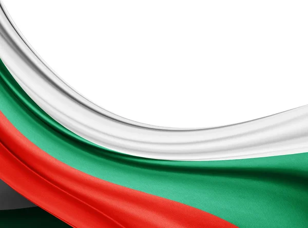 Flaga Bułgarii Jedwabiu Kopia Przestrzeń Dla Tekstu Lub Obrazów Białe — Zdjęcie stockowe