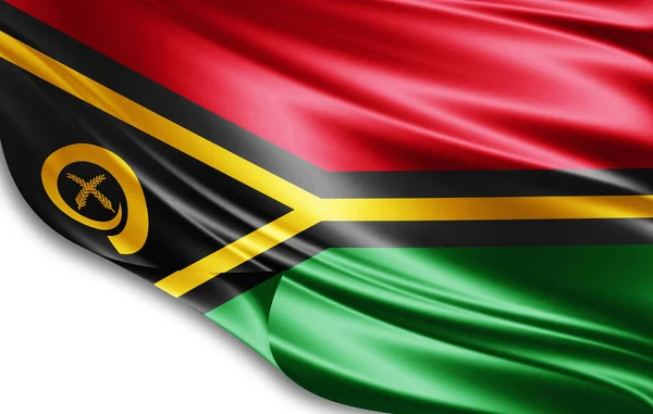 Bandiera Vanuatu Seta Con Spazio Copiare Testo Immagini Sfondo Bianco — Foto Stock