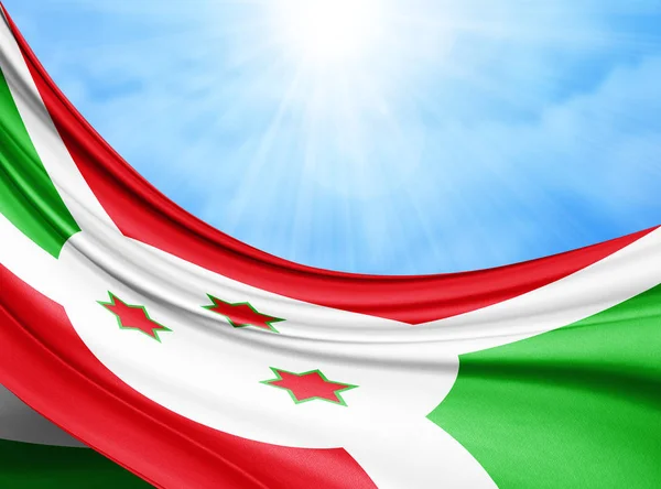 Burundi Vlag Van Zijde Met Kopie Ruimte Voor Tekst Afbeeldingen — Stockfoto