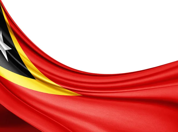 East Timor Flag Silk Copy Space Your Text Images White — Stock Photo, Image