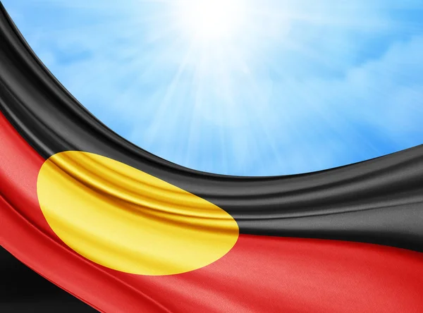 Bandera Australia Aborigen Con Espacio Copia Para Texto Ilustración — Foto de Stock