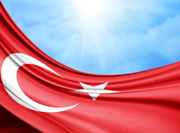 Bandiera Turchia Seta Con Spazio Copia Del Testo Immagini Sfondo — Foto Stock