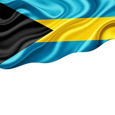 Metin veya resimleriniz için telif alanı ve beyaz arkaplan 3D illüstrasyonlu Bahama bayrağı