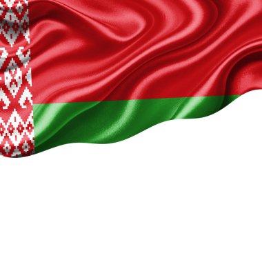 Metnin veya resimlerin için telif alanı ve beyaz arkaplan-3 boyutlu illüstrasyonla beyaz ipek bayrağı