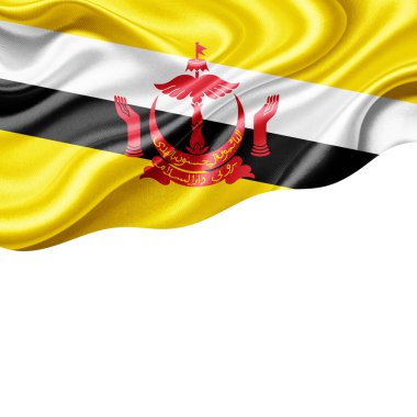 Metinleriniz veya resimleriniz ve beyaz arkaplan- 3D illüstrasyonunuz için telif alanlı Brunei bayrağı