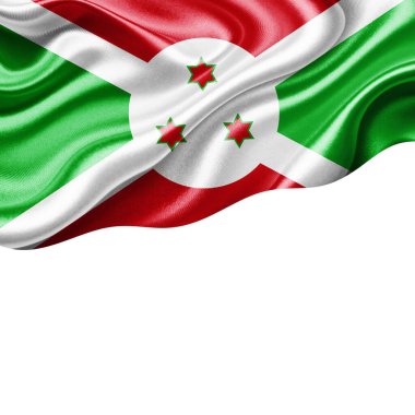 İpek Burundi bayrağı metin veya resimleriniz için telif alanı ve beyaz arkaplan-3 boyutlu illüstrasyon