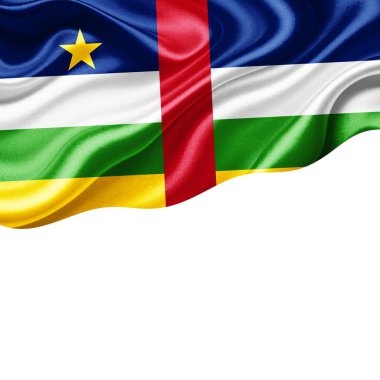Metinleriniz ve resimleriniz için telif alanı ve beyaz arkaplan-3 boyutlu resimle Orta Afrika Cumhuriyeti ipek bayrağı