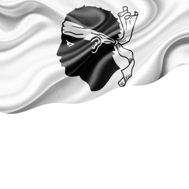 Metin ya da resimleriniz ve beyaz arkaplan-3 boyutlu illüstrasyonunuz için telif alanının korsika bayrağı