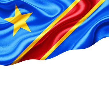 Kongo Demokratik Cumhuriyeti İpek bayrağı metin veya resimleriniz için telif alanı ve beyaz arkaplan-3 boyutlu illüstrasyon