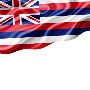 İpek Hawaii bayrağı metin veya resimleriniz için telif alanı ve beyaz arkaplan - 3D illüstrasyon