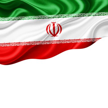 İpek bayrağı metin veya resimleriniz için telif alanı ve beyaz arkaplan-3 boyutlu illüstrasyon