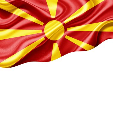 Metnin veya resimlerin için telif alanına sahip Makedonya bayrağı ve beyaz arkaplan-3 boyutlu illüstrasyon