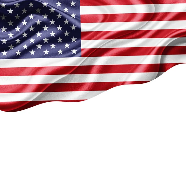 America Flag Silk Copyspace Your Text Images White Background Illustration — Stock Photo, Image