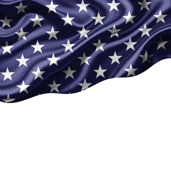 美国丝绸国旗 文字或图像为彩色 背景为白色 3D插图为白色 — 图库照片