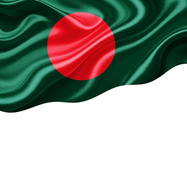 Бангладеш Прапор Шовку Авторським Простором Вашого Тексту Або Зображень Білий — стокове фото
