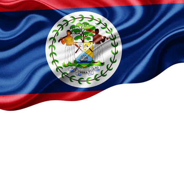 Bandera Belice Seda Con Copyspace Para Texto Imágenes Fondo Blanco — Foto de Stock