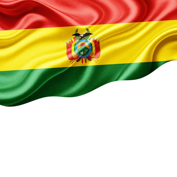 Bolivia Vlag Van Zijde Met Kopieerruimte Voor Tekst Afbeeldingen Witte — Stockfoto
