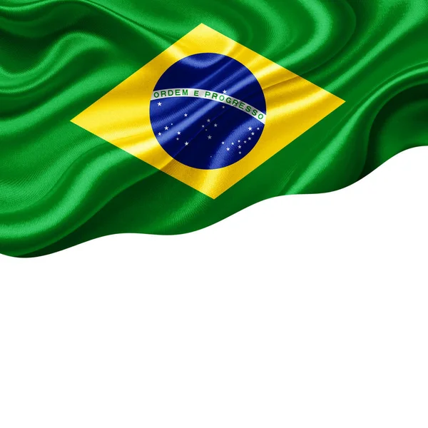 Bandera Brasil Seda Con Copyspace Para Texto Imágenes Fondo Blanco —  Fotos de Stock