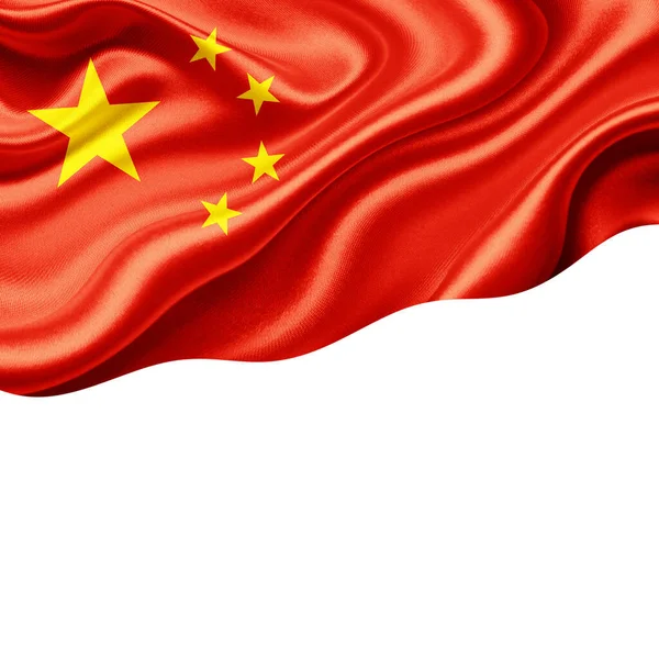 Bandera China Seda Con Copyspace Para Texto Imágenes Fondo Blanco — Foto de Stock