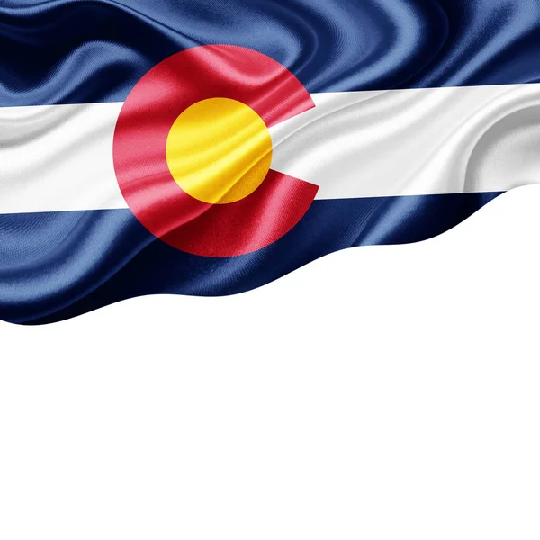 Флаг Шёлка Колорадо Копирайтом Текста Изображений Белой Фоновой Иллюстрацией — стоковое фото