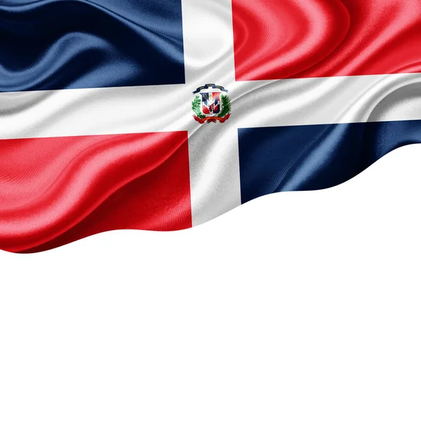 Dominican Republic Flag Silk Copyspace Your Text Images White Background — Stock Photo, Image