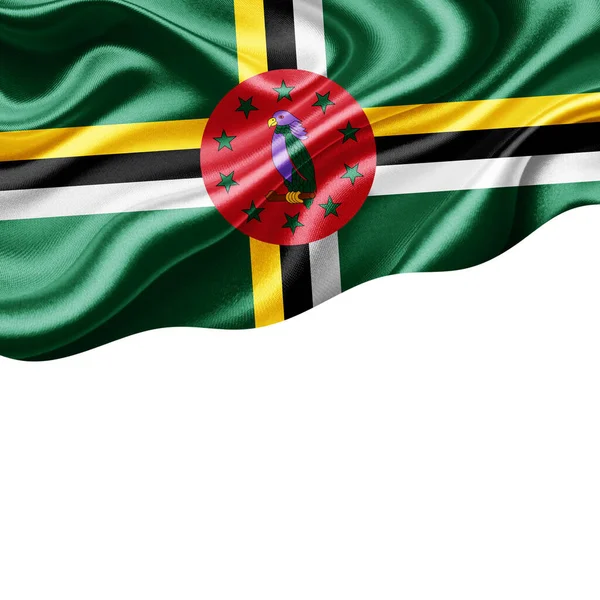Dominica Flag Silk Copyspace Your Text Images White Background Illustration — Stock Photo, Image