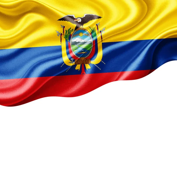 Ecuador Steag Mătase Copyspace Pentru Text Sau Imagini Fundal Alb — Fotografie, imagine de stoc