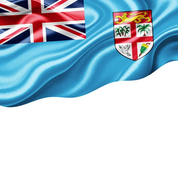 Fiji Vlag Van Zijde Met Copyspace Voor Tekst Afbeeldingen Witte — Stockfoto