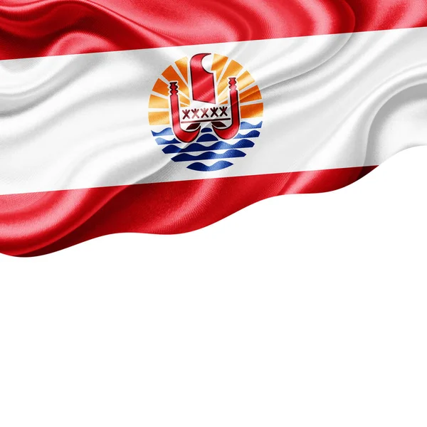 Polinezja Francuska Flaga Jedwabiu Copyspace Dla Tekstu Lub Obrazów Białym — Zdjęcie stockowe