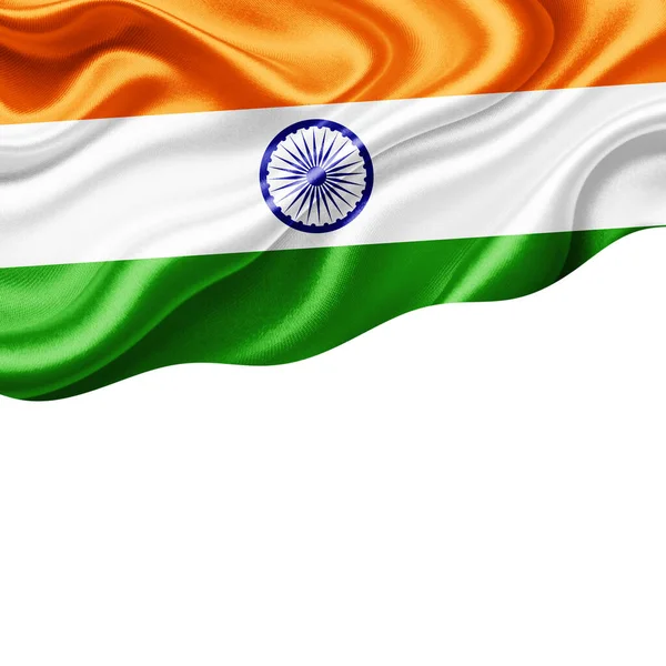 India Vlag Van Zijde Met Copyspace Voor Tekst Afbeeldingen Witte — Stockfoto