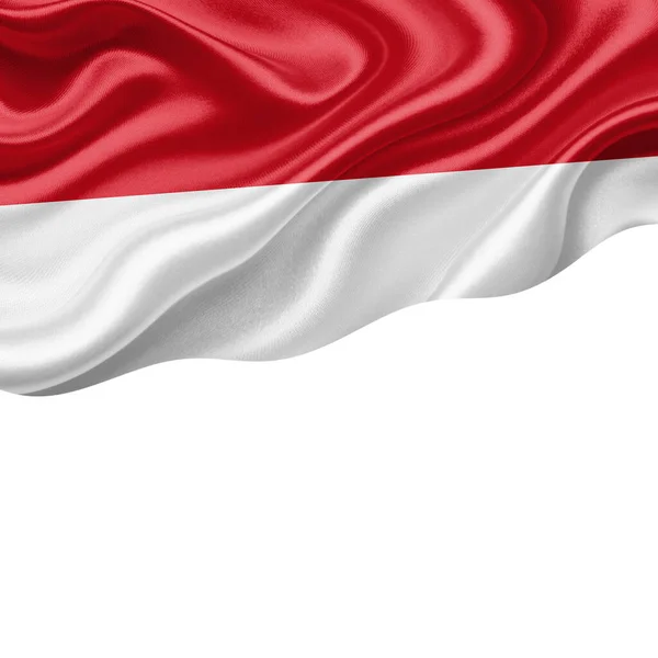Indonézia Zászló Selyem Copyspace Szöveg Vagy Képek Fehér Háttér Illusztráció — Stock Fotó