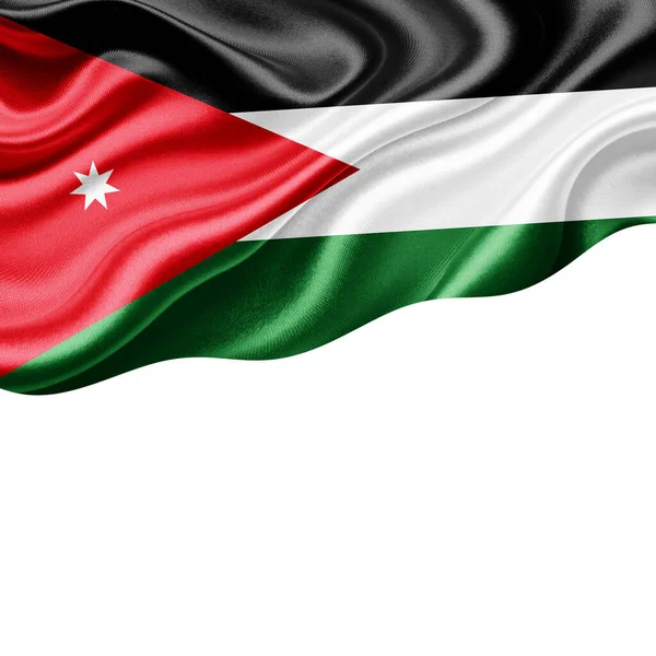 Jordánská Vlajka Hedvábí Copyspace Pro Váš Text Nebo Obrázky Bílé — Stock fotografie