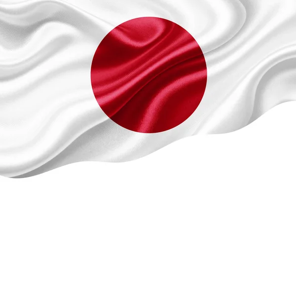Японский Флаг Шелка Копирайтом Текста Изображений Белой Фоновой Иллюстрацией — стоковое фото