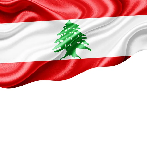 Lebanon Flag Silk Copyspace Your Text Images White Background Illustration — Stock Photo, Image