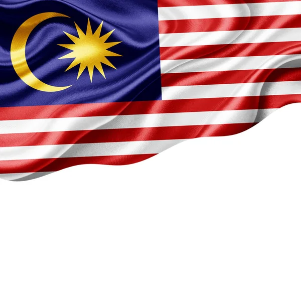Флаг Малайзии Копирайтом Текста Изображений Белой Фоновой Иллюстрацией — стоковое фото
