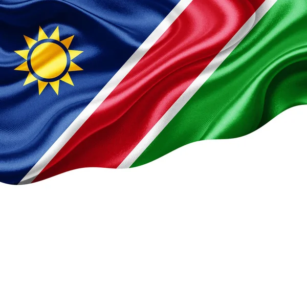 Namibië Vlag Van Zijde Met Copyspace Voor Tekst Afbeeldingen Witte — Stockfoto