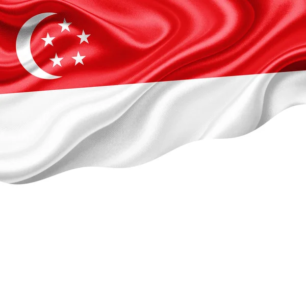 Singapore Flag Silk Copyspace Your Text Images White Background Illustration — Stock Photo, Image
