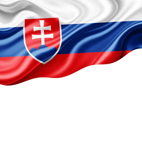 斯洛伐克的丝绸国旗 为您的文字或图像和白色背景 3D插图提供版权空间 — 图库照片