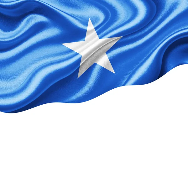Flaga Somalii Jedwabiu Copyspace Tekst Lub Obrazy Białe Tło Ilustracji — Zdjęcie stockowe