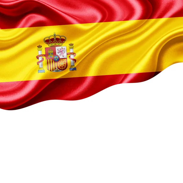 Bandera España Seda Con Copyspace Para Texto Imágenes Ilustración Blanco —  Fotos de Stock