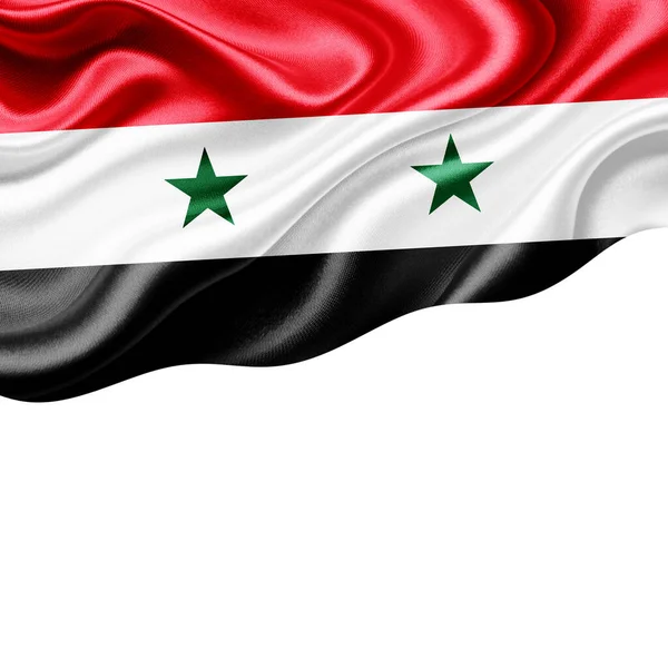 Syria Flag Silk Copyspace Your Text Images White Background Illustration — Stock Photo, Image
