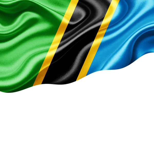 Флаг Танзании Копирайтом Текста Изображений Белой Фоновой Иллюстрацией — стоковое фото
