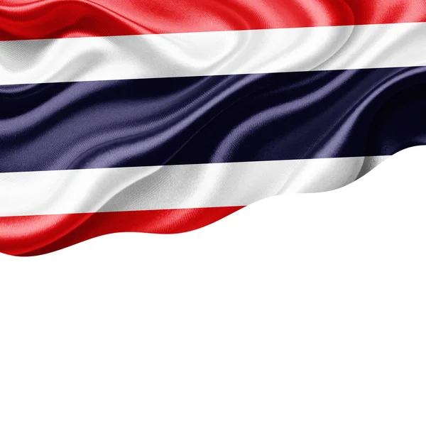 泰国丝绸国旗 文字或图像为彩色 背景为白色 3D插图 — 图库照片