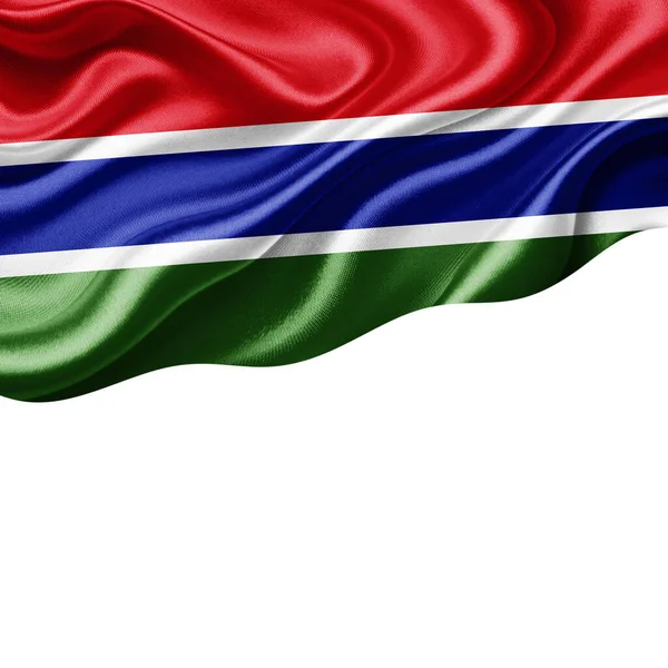 Bandiera Gambia Seta Con Copyspace Tuo Testo Immagini Sfondo Bianco — Foto Stock